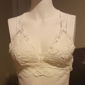 F21 Elegant Lace Bralette in White